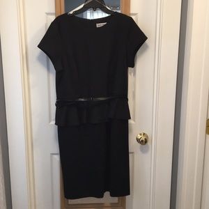 Shelby & Palmer dress w/ peplum detail & belt